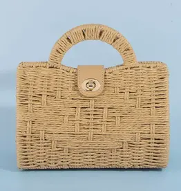 509 Broadway Natural Woven Straw Handle Bag