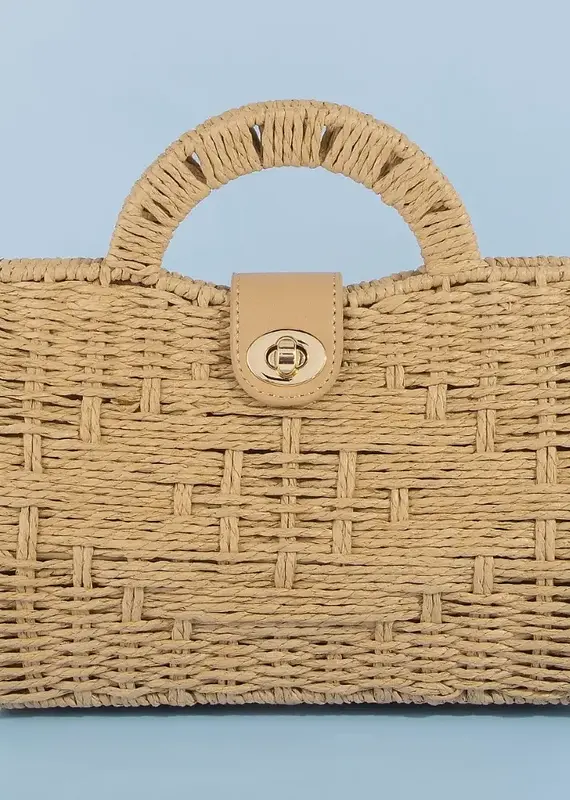 509 Broadway Natural Woven Straw Handle Bag