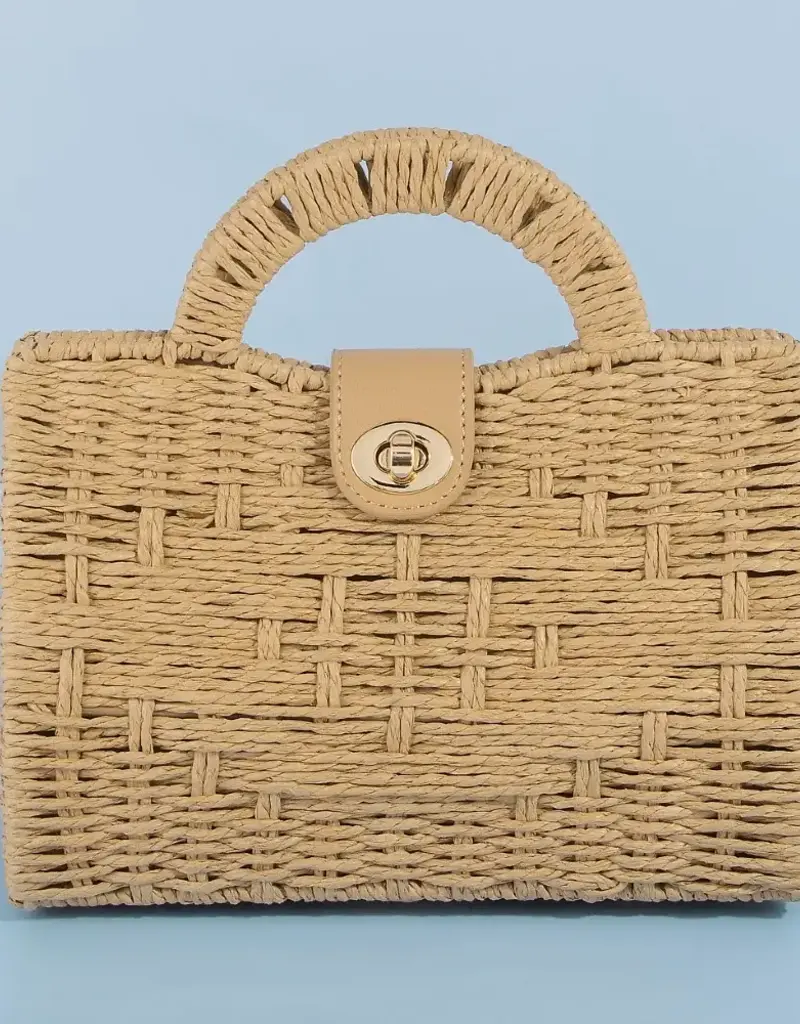 509 Broadway Natural Woven Straw Handle Bag