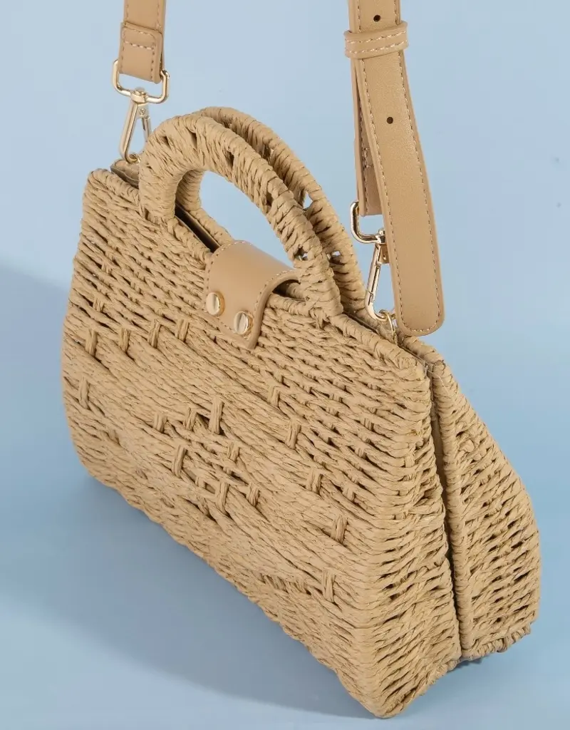 509 Broadway Natural Woven Straw Handle Bag