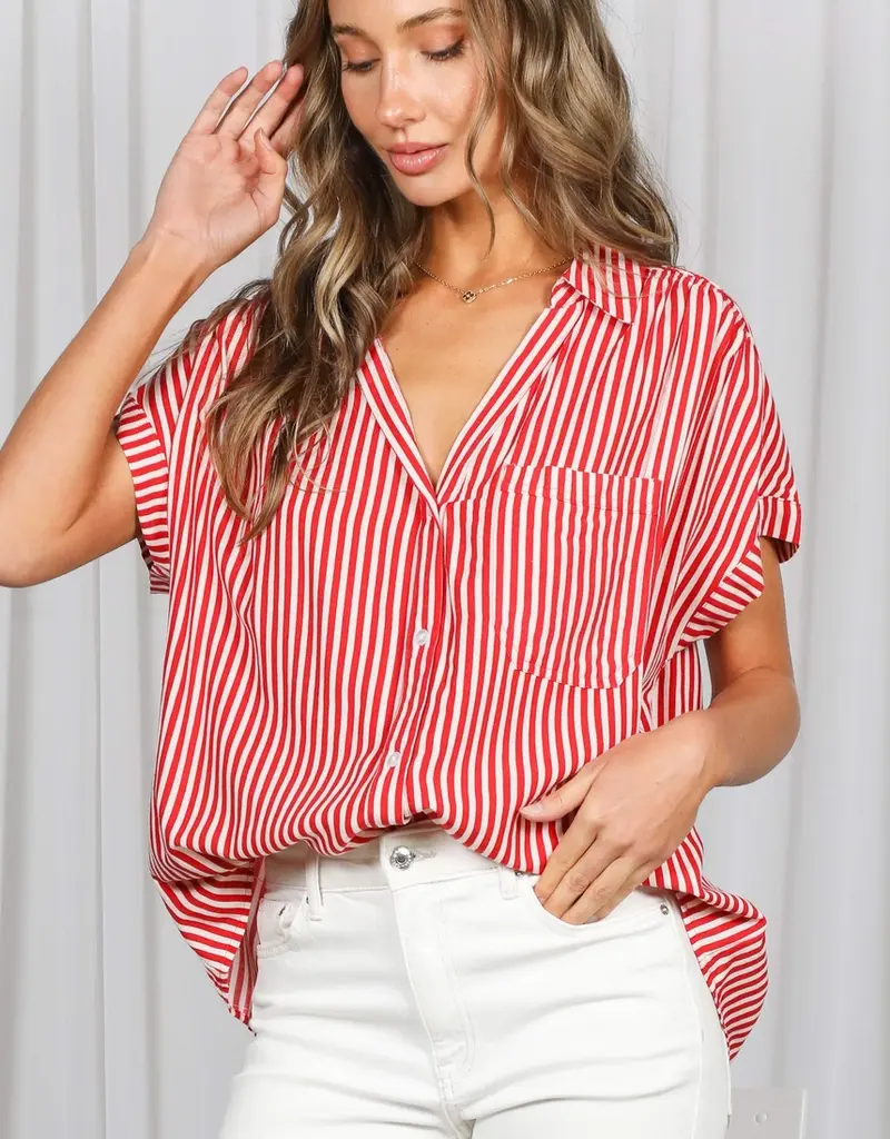 509 Broadway Collared Short Roll Up Sleeve Shirt