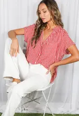509 Broadway Collared Short Roll Up Sleeve Shirt