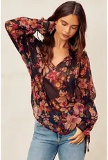 509 Broadway Deep Night Floral Top