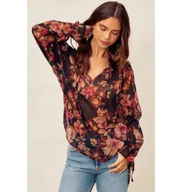 509 Broadway Deep Night Floral Top