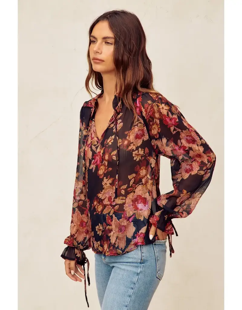 509 Broadway Deep Night Floral Top