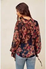 509 Broadway Deep Night Floral Top