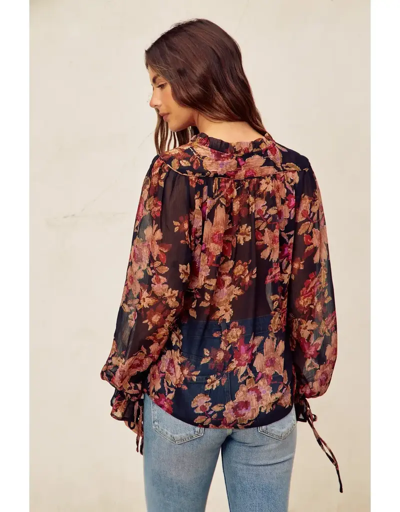 509 Broadway Deep Night Floral Top