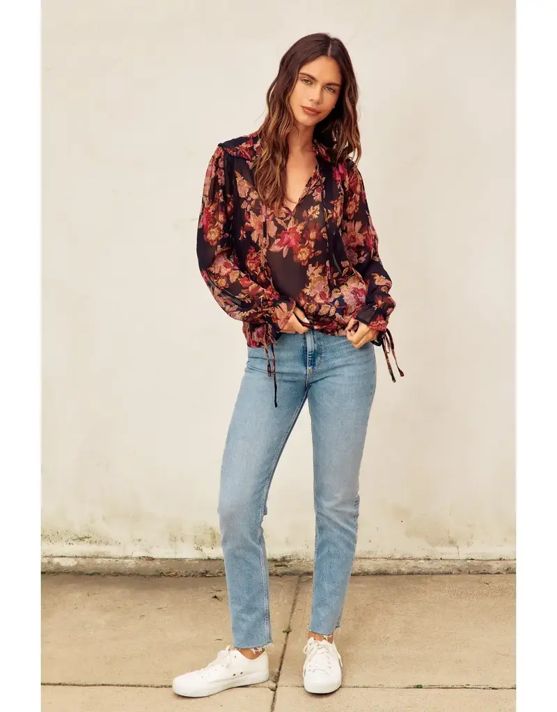 509 Broadway Deep Night Floral Top