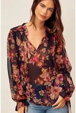 509 Broadway Deep Night Floral Top