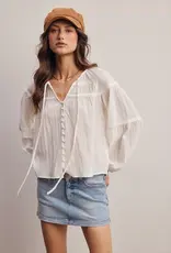 509 Broadway Embroidered Button Down LS Top