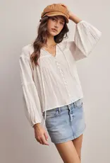 509 Broadway Embroidered Button Down LS Top