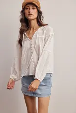 509 Broadway Embroidered Button Down LS Top