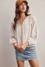 509 Broadway Embroidered Button Down LS Top