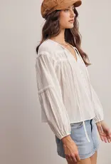 509 Broadway Embroidered Button Down LS Top