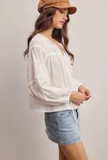 509 Broadway Embroidered Button Down LS Top