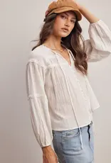 509 Broadway Embroidered Button Down LS Top