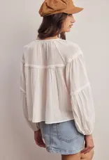 509 Broadway Embroidered Button Down LS Top