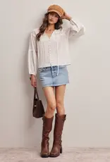 509 Broadway Embroidered Button Down LS Top