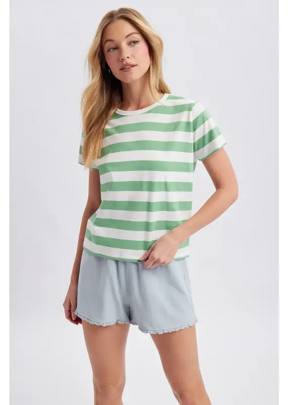 509 Broadway Stripe Short Sleeve Knit Tee