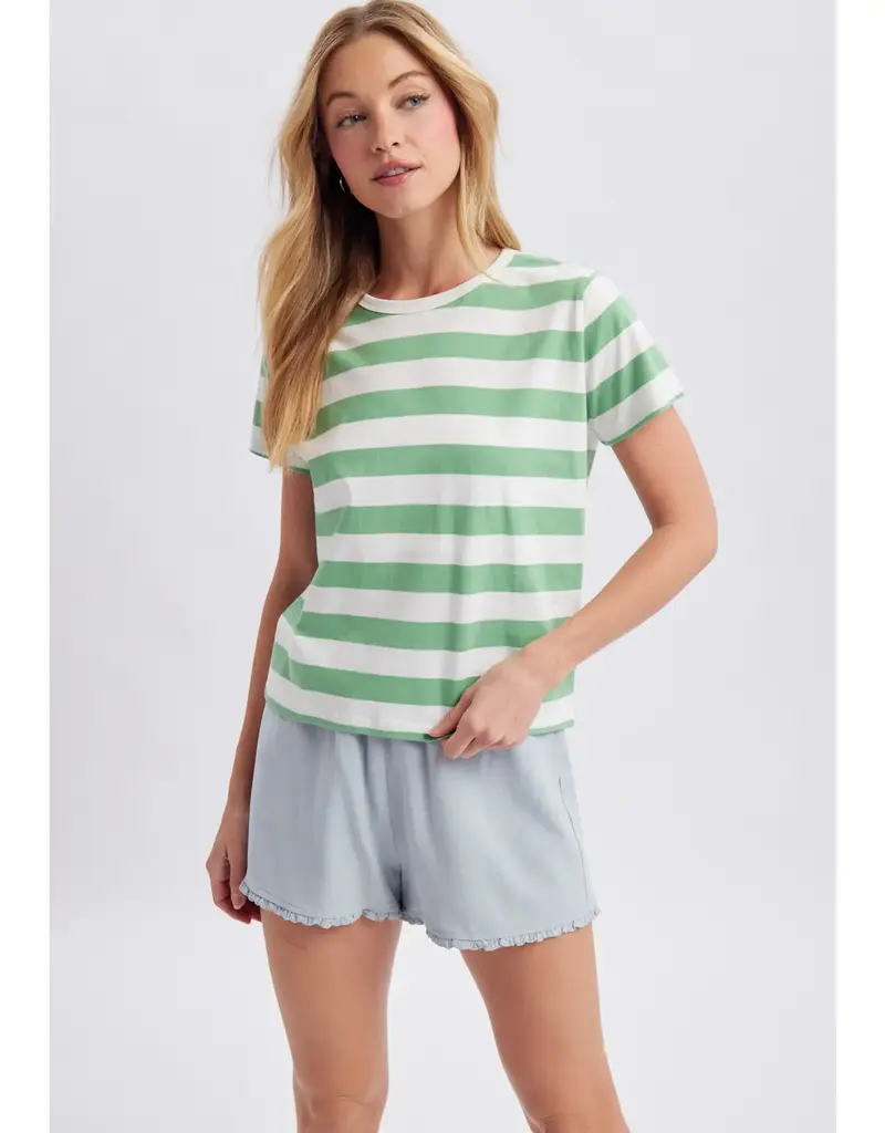509 Broadway Stripe Short Sleeve Knit Tee