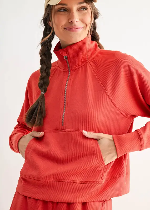 509 Broadway Luxe Wash Rib 1/4 Zip Sweater