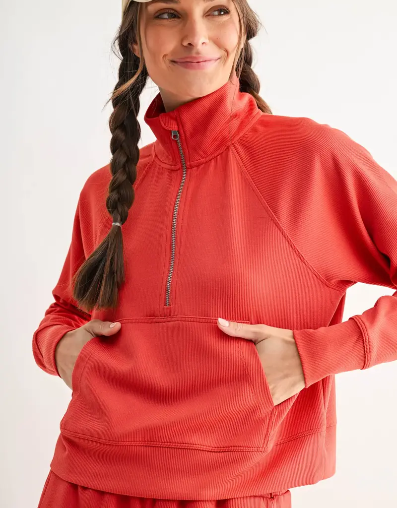 509 Broadway Luxe Wash Rib 1/4 Zip Sweater