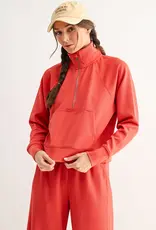 509 Broadway Luxe Wash Rib 1/4 Zip Sweater