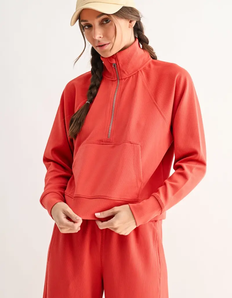 509 Broadway Luxe Wash Rib 1/4 Zip Sweater