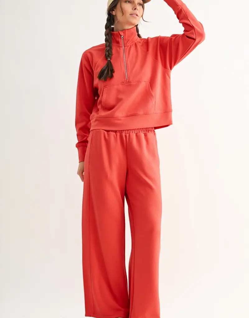 509 Broadway Luxe Wash Rib 1/4 Zip Sweater