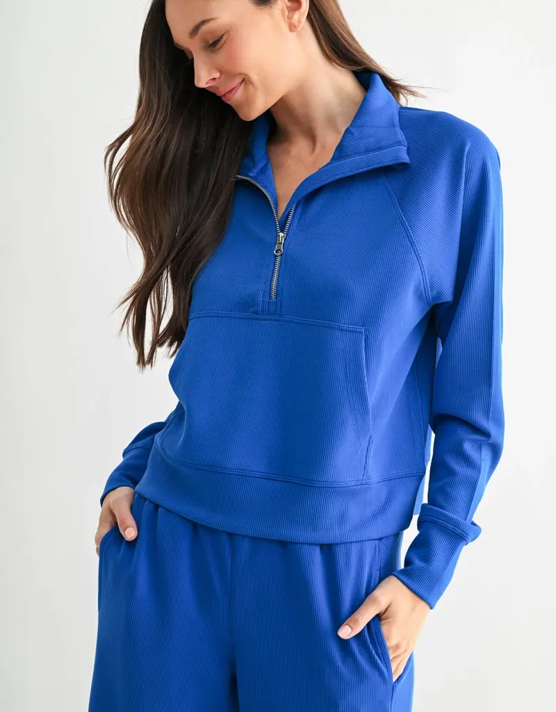 509 Broadway Luxe Wash Rib 1/4 Zip Sweater