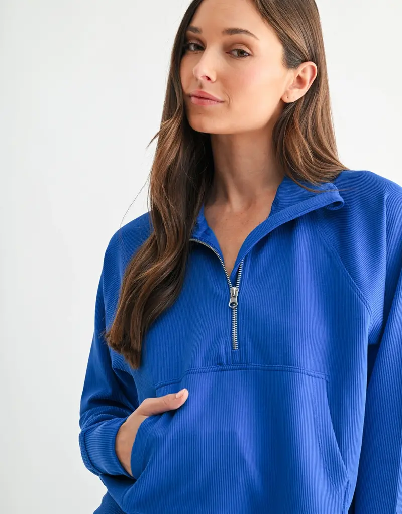 509 Broadway Luxe Wash Rib 1/4 Zip Sweater