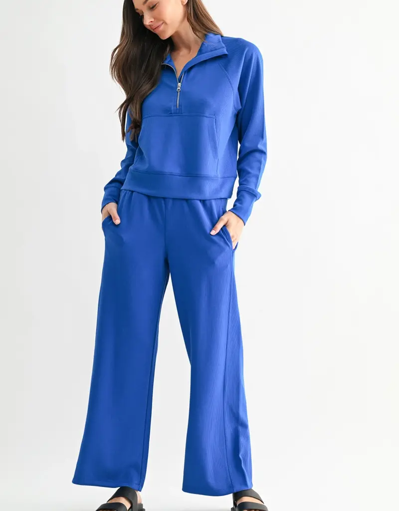 509 Broadway Luxe Wash Rib 1/4 Zip Sweater