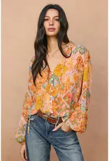 509 Broadway Paisley Balloon Shirring Blouse