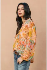 509 Broadway Paisley Balloon Shirring Blouse
