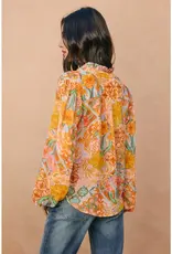 509 Broadway Paisley Balloon Shirring Blouse
