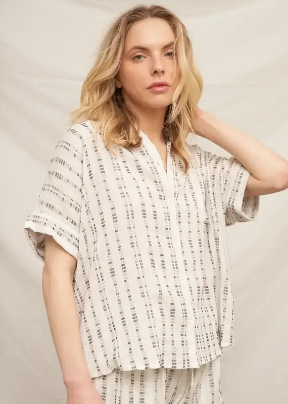 509 Broadway Striped Pattern Button Down Shirt