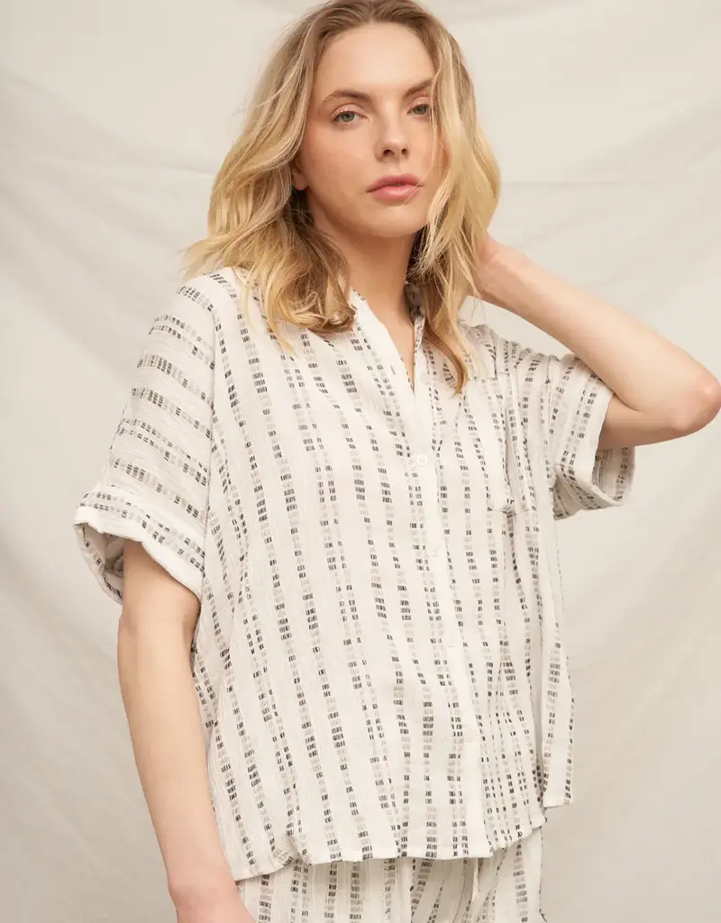509 Broadway Striped Pattern Button Down Shirt