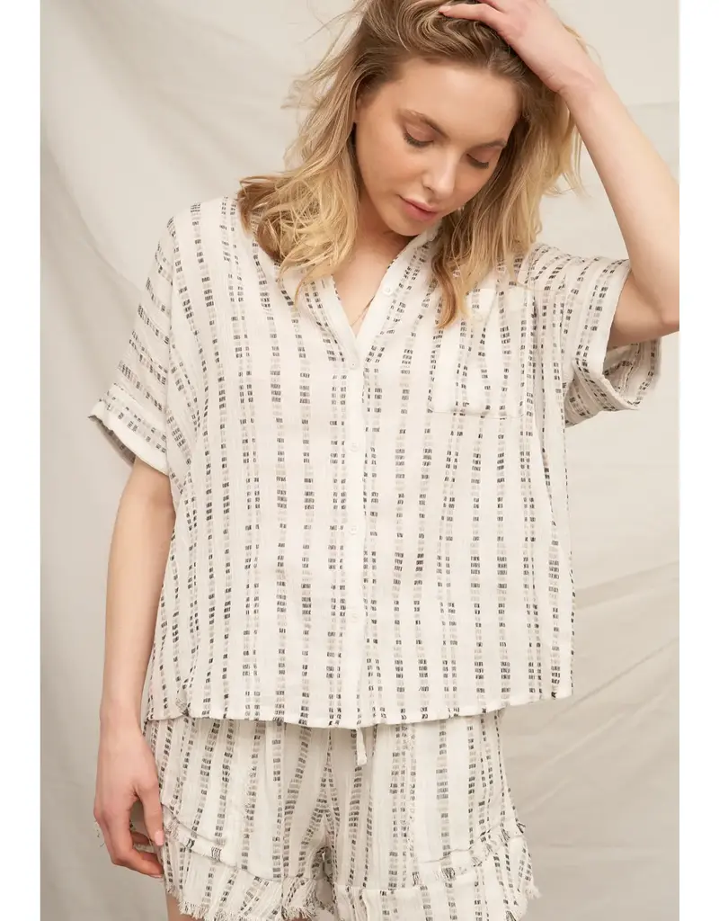 509 Broadway Striped Pattern Button Down Shirt