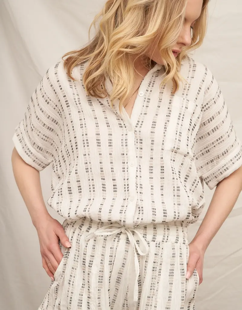 509 Broadway Striped Pattern Button Down Shirt