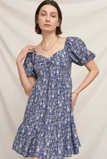509 Broadway Floral Puff Sleve Mini Dress