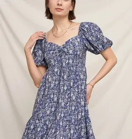 509 Broadway Floral Puff Sleve Mini Dress