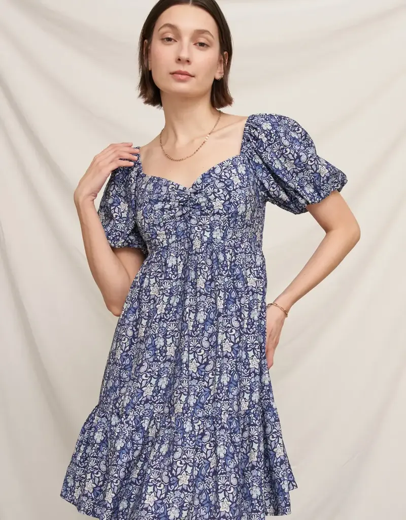 509 Broadway Floral Puff Sleve Mini Dress