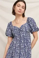 509 Broadway Floral Puff Sleve Mini Dress