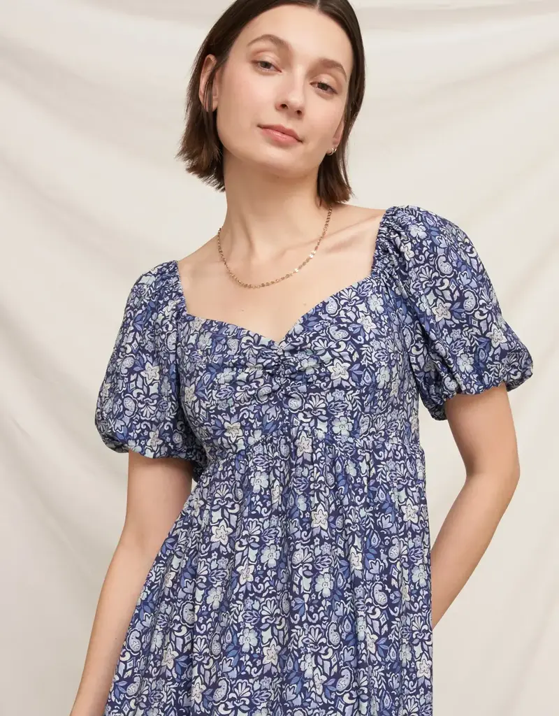 509 Broadway Floral Puff Sleve Mini Dress
