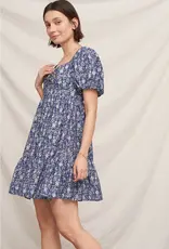 509 Broadway Floral Puff Sleve Mini Dress