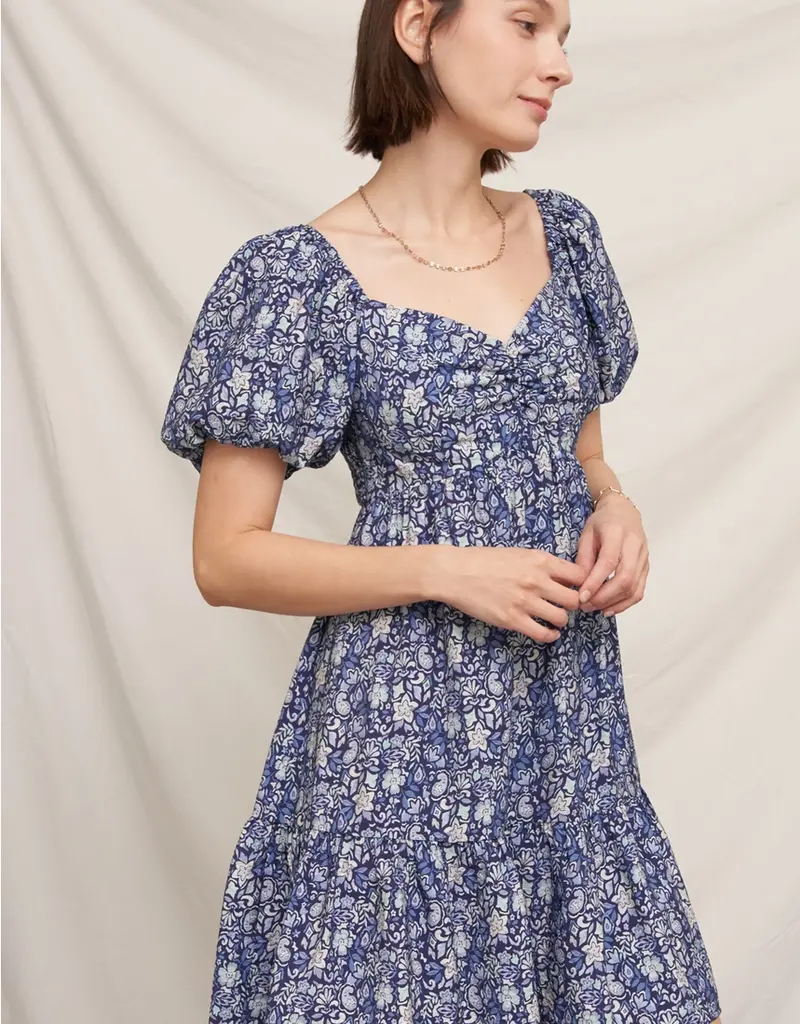 509 Broadway Floral Puff Sleve Mini Dress