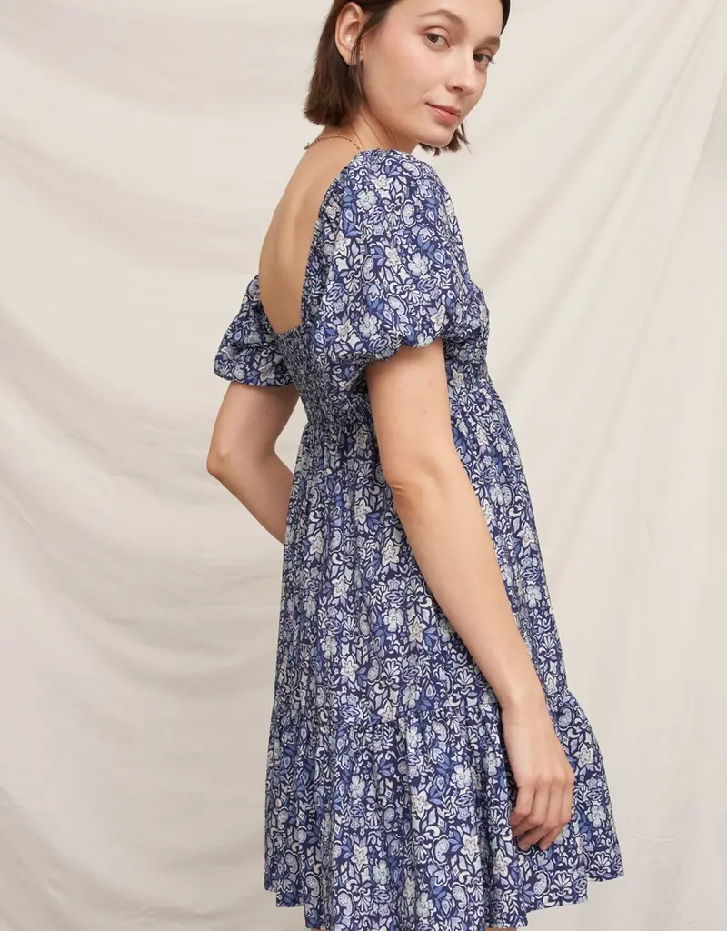 509 Broadway Floral Puff Sleve Mini Dress
