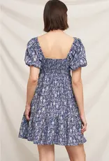 509 Broadway Floral Puff Sleve Mini Dress