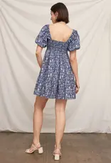 509 Broadway Floral Puff Sleve Mini Dress