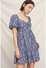 509 Broadway Floral Puff Sleve Mini Dress